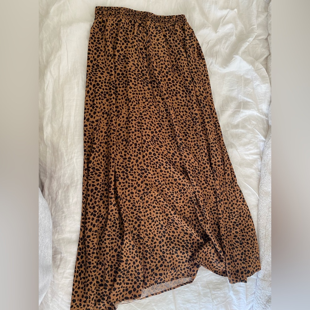 Women's Brown Leopard Print Maxi Skirt